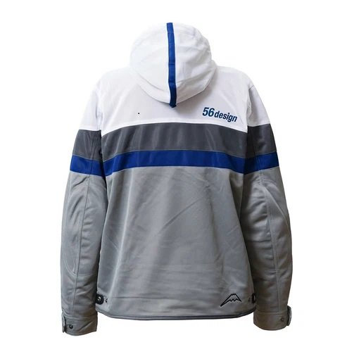Alternative view of 56design Retro Border Mesh Parka White Blue Jacket