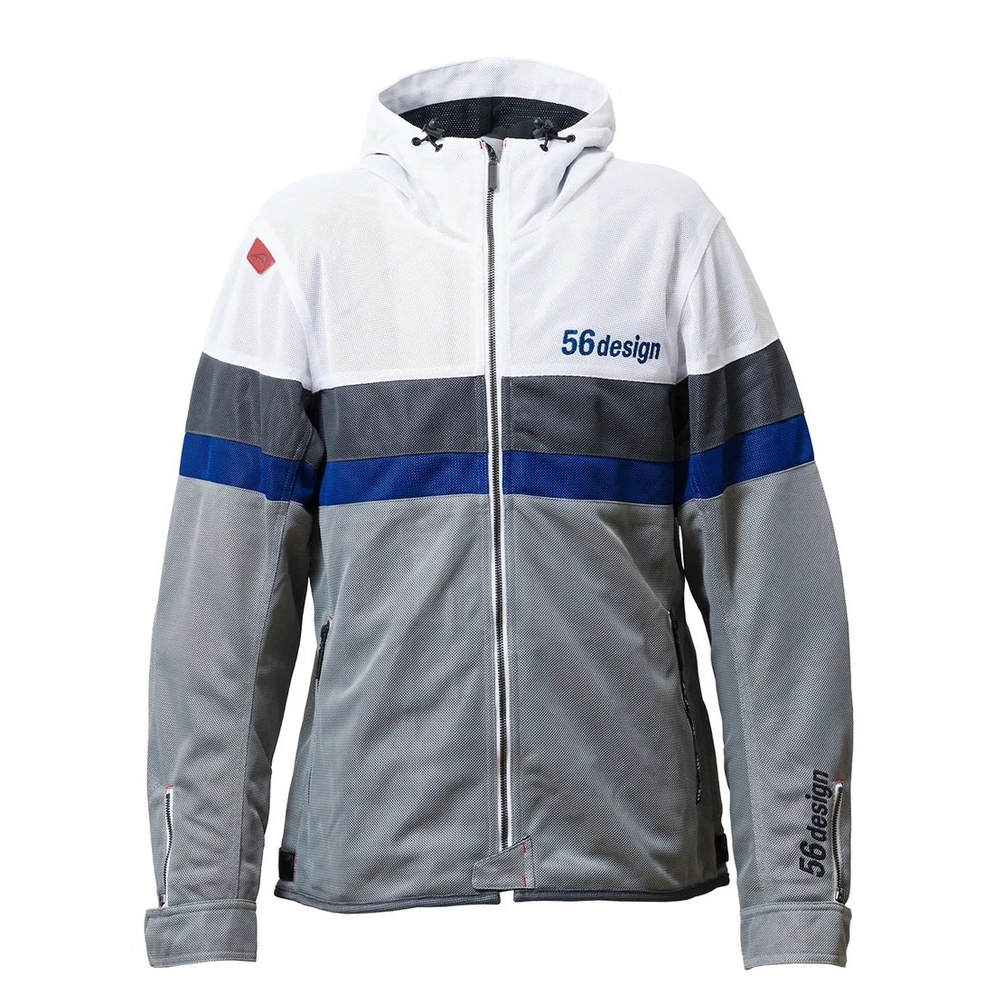 56design Retro Border Mesh Parka White Blue Jacket