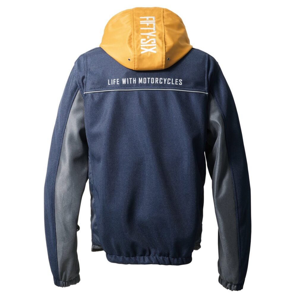 Alternative view of 56design Color Hoodie Mesh Navy Yellow Ocher Jacket